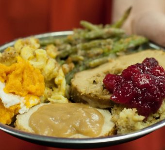 vegan holiday dinner on a plate